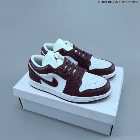 Jordan Air Jordan 1 Low White And Team Red Burgundy 36 45 Casual - Unisex (BS-67260)