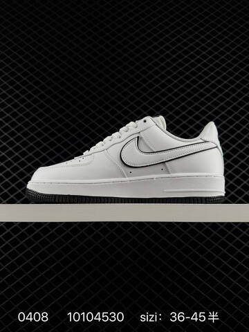 Nike Air Force 1 07 LV8 White With Black Swoosh Outline Black Outsole BMW M Motorsport Branding Details EU 36-45 Half Sizes Available Lifestyle - Unisex BS-72229