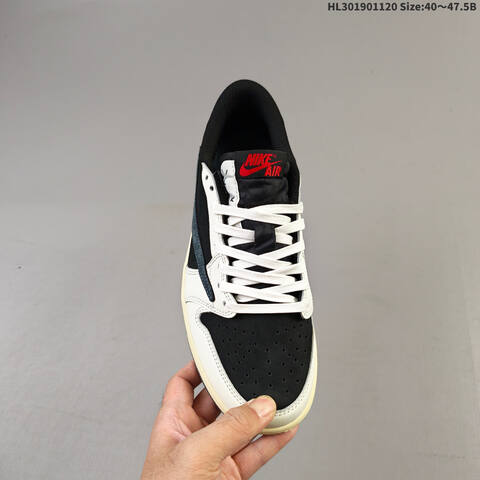Nike Air Jordan 1 Low Travis Scott Black White Cream With Blue Accents 40 47 5 Lifestyle - Men's (BS-63426)