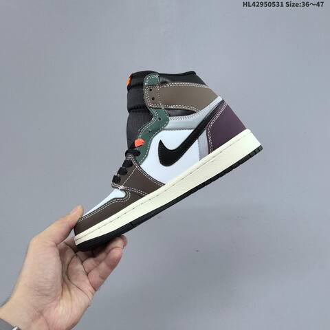 Jordan Air Jordan 1 Retro High OG Black White Gray Purple 36 47 Casual - Unisex (BS-65835)