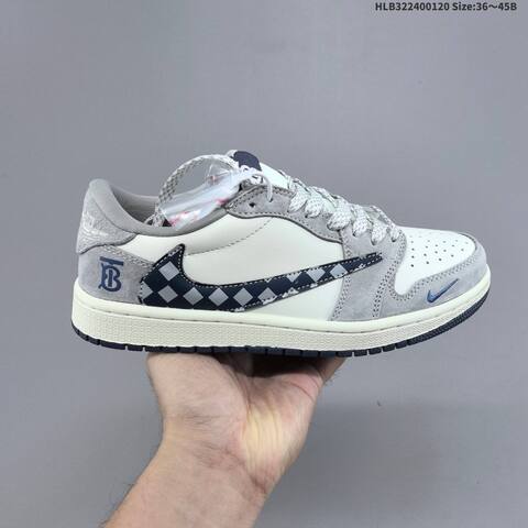 Nike Air Jordan 1 Low White Grey Navy 36 45 Basketball - Unisex (BS-66910)