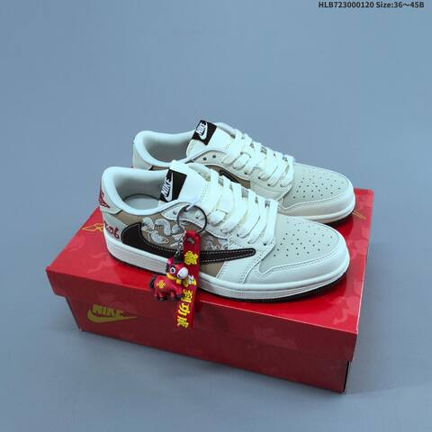 Nike Air Jordan 1 White Burgundy Tan Gray 36 45 Casual - Unisex (BS-66916)