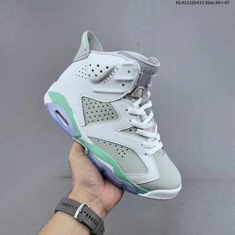 Jordan Air Jordan 6 Retro White Grey With Mint Green And Icy Purple Accents 40 47 Basketball - Men s BS-66201
