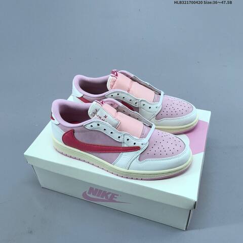 Jordan Air Jordan 1 Low x Travis Scott Pink White Red EU 36-47 5 Casual - Unisex (BS-66115)