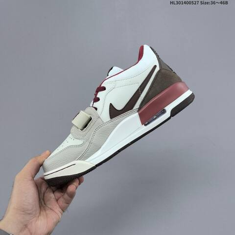 Nike Air Jordan Legacy 312 Low White Grey Burgundy Brown 36 46B Lifestyle - Women's (BS-65856)