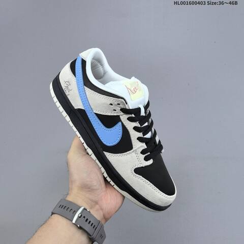 Nike SB Dunk Low Black Light Grey Light Blue White EU 36-46 Skate Shoe - Unisex BS-60959
