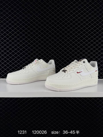 Nike Air Force 1 07 White Cream With Red Accents 36-45 Casual - Unisex (BS-73374)