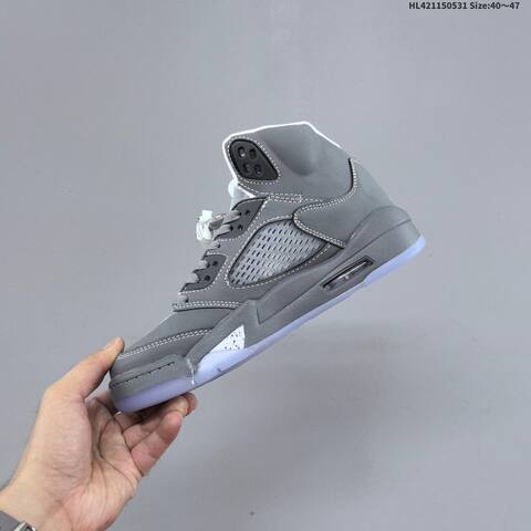 Jordan Air Jordan 5 Retro Wolf Grey White 40 47 Basketball - Men's (BS-65833)
