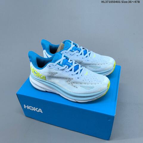 HOKA ONE ONE Clifton 9 Light Grey White Black EU 36-47 Running Shoe Running Sneakers - Unisex (BS-69364)