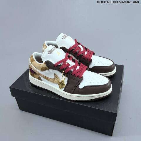 Jordan Air Jordan 1 White Brown Red Gold 36 46B Lifestyle - Women's (BS-67130)