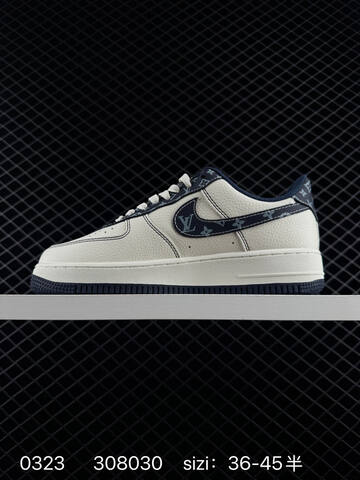 Nike Air Force 1 Low White Navy Monogram 36-45 Lifestyle - Unisex (BS-72501)