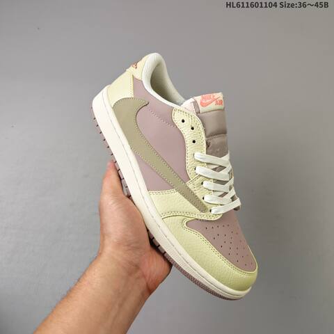 Nike Air Jordan 1 Low x Travis Scott Mauve Pink And Pale Yellow Cream EU 36 45 Lifestyle - Unisex (BS-63923)