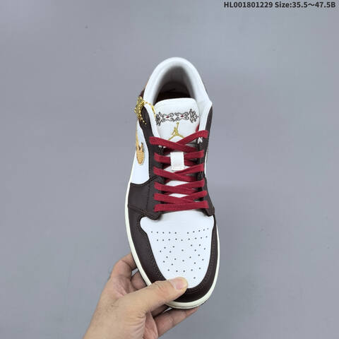 Air Jordan Air Jordan 1 Low White Brown Gold Red 35 5 47 5 Lifestyle - Unisex (BS-67208)