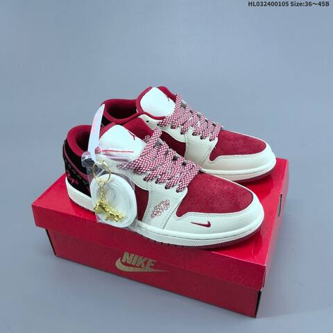 Nike Air Jordan 1 Low Red White Black 36 45B Lifestyle - Women's (BS-67109)
