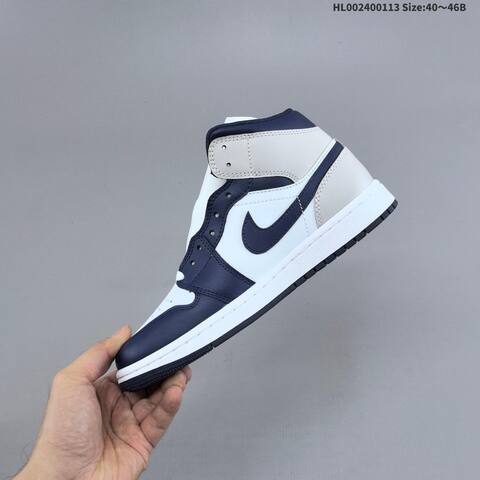 Jordan Air Jordan 1 Mid White Navy Grey EU 40-46 Basketball - Men's (BS-66992)