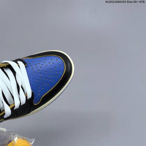 Jordan Air Jordan 1 Retro High OG Black Blue Gold White 36 47B Basketball - Women's (BS-67131)