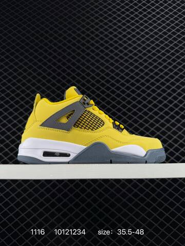 Jordan Air Jordan 4 Retro White Grey Navy Yellow EU 35 5-48 Basketball Shoe - Unisex BS-80256