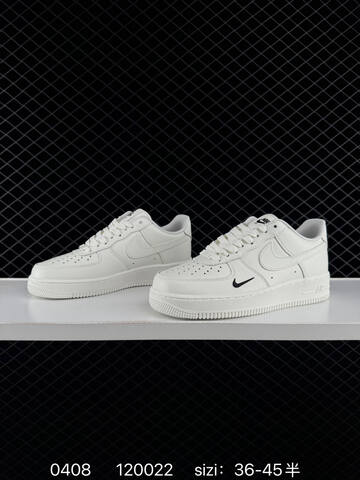 Nike Air Force 1 07 Sail Off-white With Black Mini Swoosh EU 36-45 With Half Sizes Lifestyle - Unisex (BS-72247)