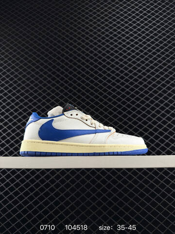 Jordan Fragment Design x Travis Scott x Air Jordan 1 Low OG SP White Black Beige Blue EU 35-45 Sneaker - Unisex (BS-81082)