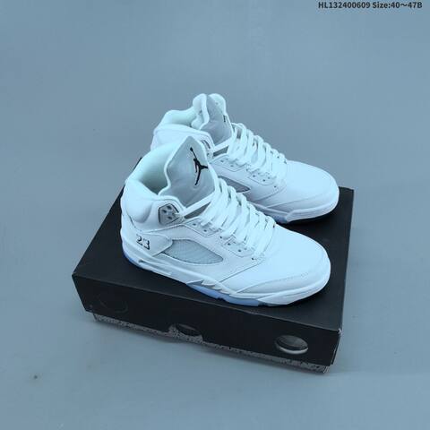 Jordan Air Jordan 5 Retro Black Blue Grey 40 47B Basketball - Men's (BS-65787)