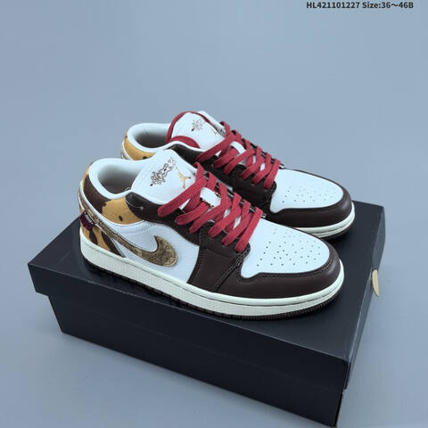 Jordan Air Jordan 1 Low White Brown Red Gold Animal Print EU 36-46 Lifestyle - Unisex (BS-67233)