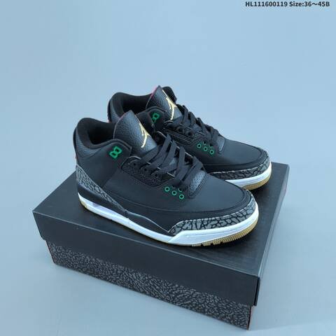 Jordan Air Jordan 3 Retro black/green/gold 36~45 basketball