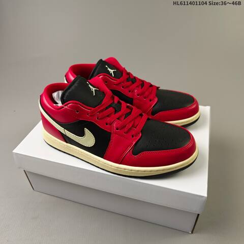 Jordan Air Jordan 1 Low Black Red With Cream Accents EU 36-46 Lifestyle - Unisex (BS-63925)