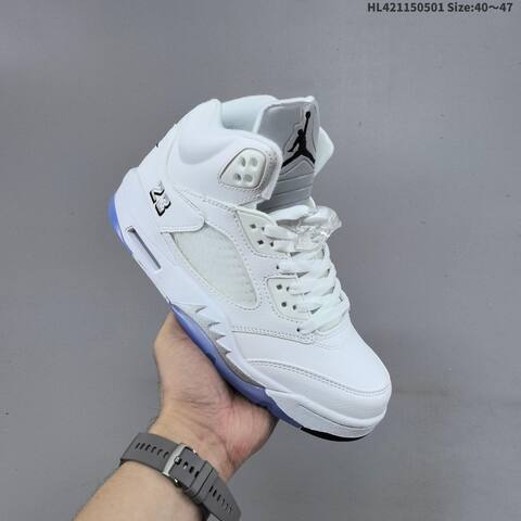 Jordan Air Jordan 5 Retro High White Silver Ice Blue EU 40-47 Basketball - Men s BS-66057