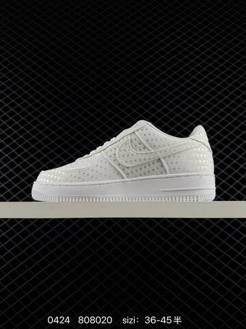 Nike Air Force 1 Low Triple Black Triple White With Heart Jacquard Pattern EU 36-45 With Half Sizes Lifestyle - Unisex (BS-71901)