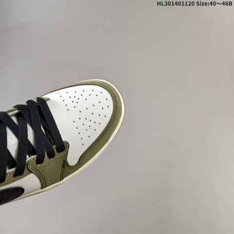 Nike Air Jordan 1 Retro Low OG White Olive Black 40 46 Casual - Men's (BS-63427)