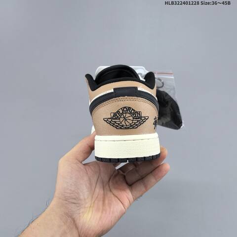 Jordan Air Jordan 1 Low White Tan Black EU 36-45 Casual - Unisex (BS-67219)