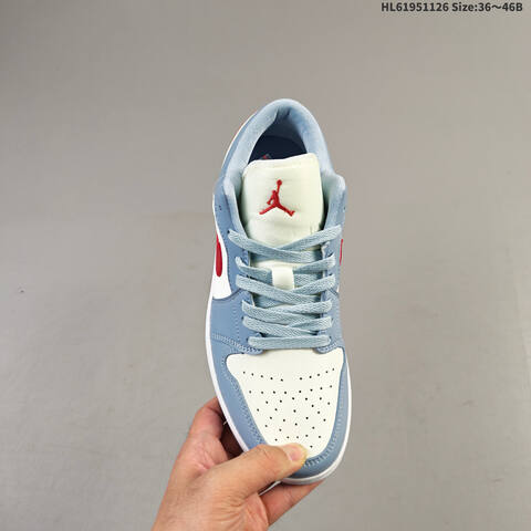 Jordan Air Jordan 1 Low Light Blue White Red 36 46 Casual - Unisex (BS-63060)