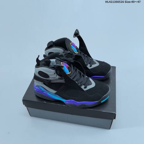 Jordan Air Jordan 8 Retro Black Grey With Blue And Purple Accents EU 40-47 Basketball - Men's (BS-65863)