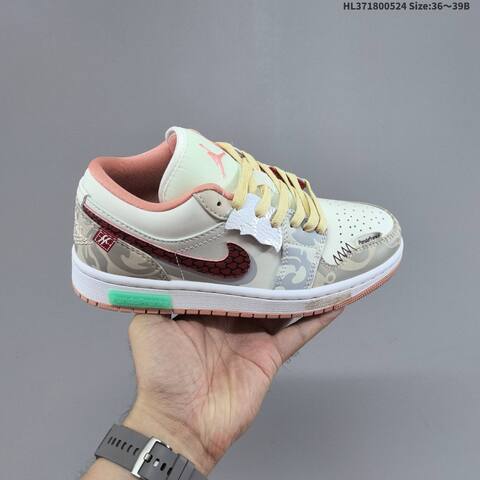 Nike Air Jordan 1 Low Cream Pink Red Grey EU 36-39 Lifestyle - Women's (BS-65888)