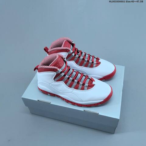 Jordan Air Jordan 10 Retro White Red Gray 40-47 5B Basketball - Men's (BS-65829)
