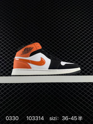 Jordan Air Jordan 1 Mid Black White Orange EU 36-45 Basketball Shoe - Unisex BS-79581