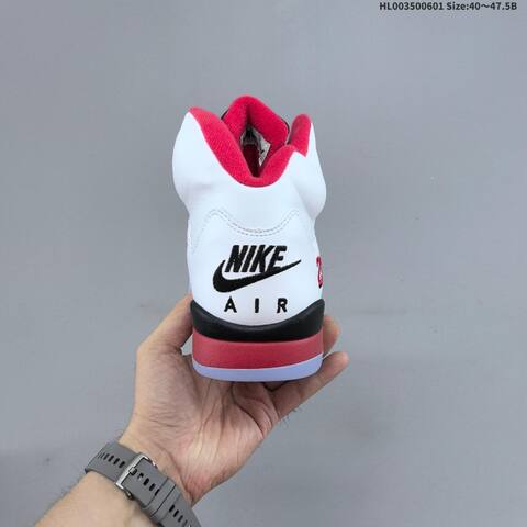 Jordan Air Jordan 5 Retro White Red Black 40 47 5 Basketball - Men's (BS-65823)
