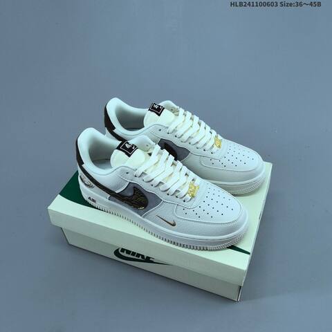 Nike Air Force 1 07 Low Grey Black White Gold EU 36-45 Sneaker - Unisex BS-59991