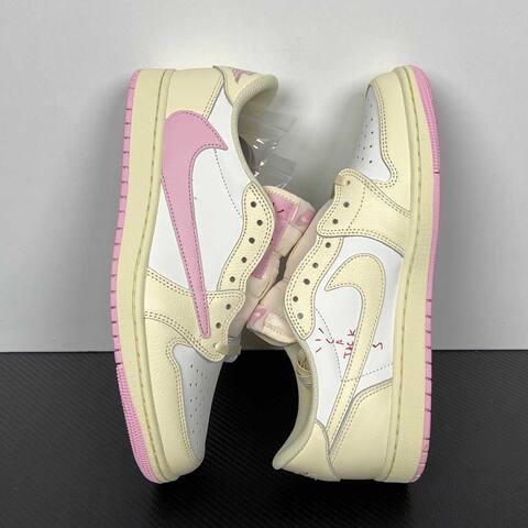 Jordan Travis Scott x Air Jordan 1 Low OG SP IQ7604-100 White Cream Pink Yellow Sneaker BS-87192