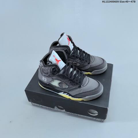 Jordan Air Jordan 5 Retro Black Blue Grey 40 47B Basketball - Men's (BS-65787)