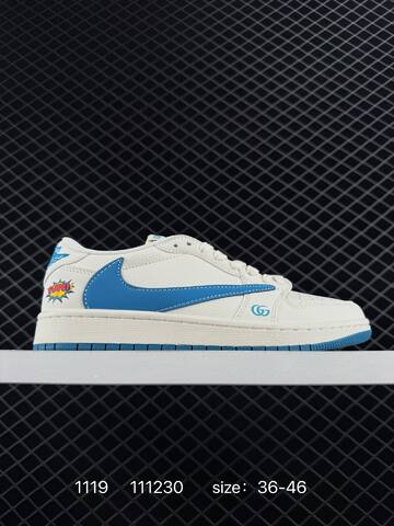 Jordan Air Jordan 1 Low Travis Scott DIY Sail Blue White EU 36-46 Sneaker - Unisex BS-80231