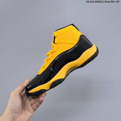 Jordan Air Jordan 11 Retro High Black And Yellow 40 47 Basketball - Men's (BS-66235)