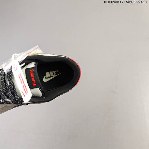 Nike SB Dunk Low Supreme Light Grey Black Red White EU 36-45 Skate Shoe - Unisex BS-63114