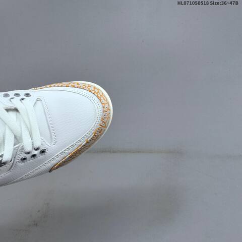 Jordan Air Jordan 3 Retro White Orange Red With Elephant Print Accents 36 47B Basketball - Women's (BS-65931)