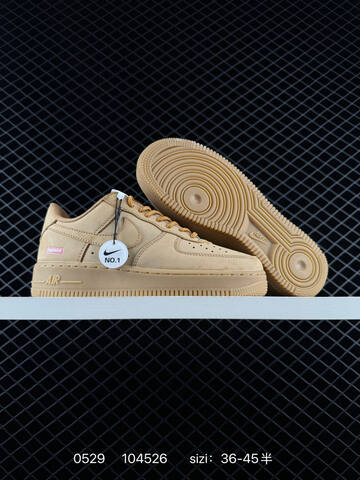 Nike Air Force 1 Low Supreme DN1555 200 Black Wheat Red White EU 36-45 Skate - Unisex (BS-71133)