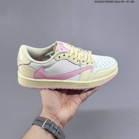 Nike Air Jordan 1 Low x Travis Scott White Pink Cream Pastel 36 47 5 Lifestyle - Unisex (BS-65813)