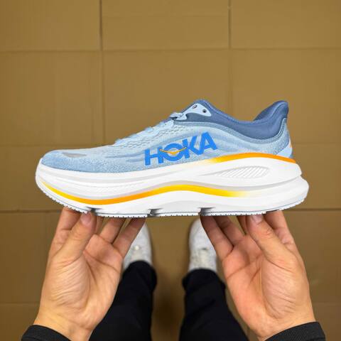HOKA Bondi 9 Light Blue Navy Blue White Orange Yellow Running Shoe Running Sneakers BS-86911