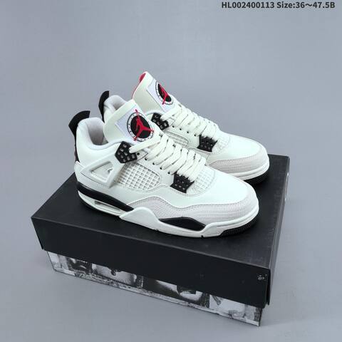 Jordan Air Jordan 4 Retro White Black Red 36 47 5 Basketball - Unisex (BS-66993)