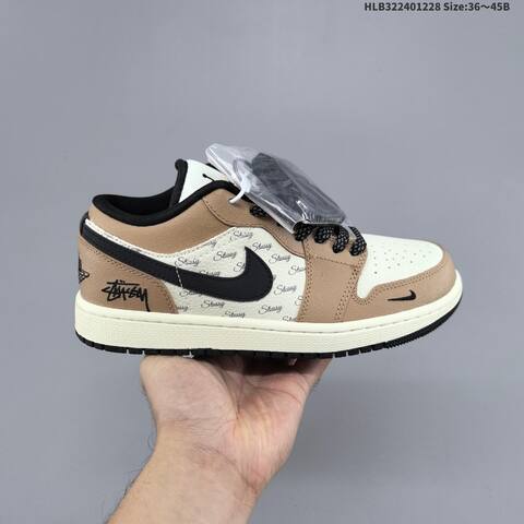 Jordan Air Jordan 1 Low White Tan Black EU 36-45 Casual - Unisex (BS-67219)