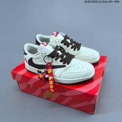 Nike Air Jordan 1 Low White Brown Red 36 45 Lifestyle - Unisex (BS-66995)